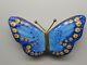 Rare Authentic Limoges Trinket Double-sided Box France Pv Blue Butterfly