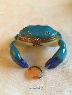 RARE Blue Crab Limoges Trinket Box