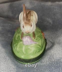 RARE Bunny Limoges Trinket Box Bunny, Print main (Hand-Painted), Signed