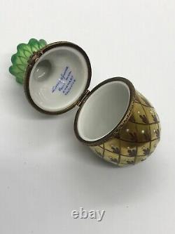 RARE! Limoges France Gold Pineapple Trinket Box Chamart Exclusive Peint Main