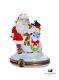 Rare Limoges France Peint Main Lynn Haney Santa With Snowman Christmas Trinket Box