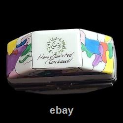 RARE Limoges France Signed Rochard Trinket Box Modern Abstract Colorful Octagon