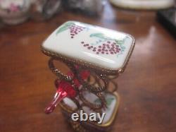 RARE Limoges Peint Main France Wine Rack Bottles Trinket Box Limited Edition