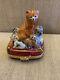 Rare Mama Cat With Kittens Peint Main Limoges France Trinket Box S Dumont