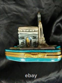 RARE Vintage LIMOGES Peint Main Trinket Box FRANCE DECO PARIS NOTRE DAME