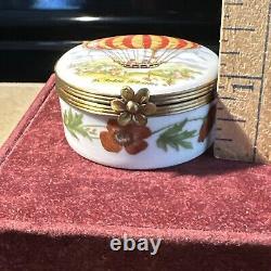 RARE Vintage Limoges HOT AIR BALLOON Signed Trinket Box Very Good Condition