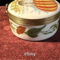 RARE Vintage Limoges HOT AIR BALLOON Signed Trinket Box Very Good Condition