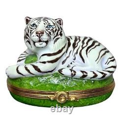 RARE White Tiger Porcelain Limoges Box limited edition 25/750 Signed Peint Main