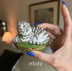 RARE White Tiger Porcelain Limoges Box limited edition 25/750 Signed Peint Main