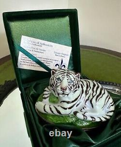 RARE White Tiger Porcelain Limoges Box limited edition 25/750 Signed Peint Main