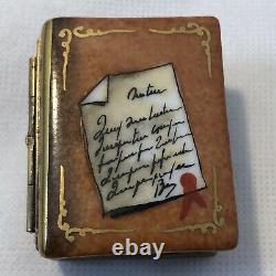 ROCAHRD Peint Main Limoge France Hand Painted BOOK with GLASSES Trinket Box