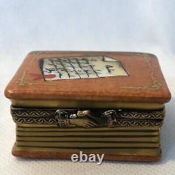 ROCAHRD Peint Main Limoge France Hand Painted BOOK with GLASSES Trinket Box