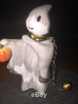 ROCHARD LIMOGES France Peint Main Ghost Trinket Box Halloween NOS Very Rare