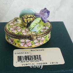 ROCHARD LIMOGES France Porcelain Trinket Box Turtle Under Lilly Pad Original Box