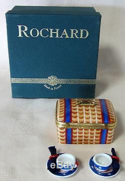Rochard Limoges Picnic Basket Rwb Box Hand Painted France Bnib Porcelain Hinged