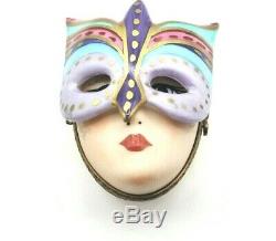 ROCHARD Mardi Gras Lady with Hinged Mask Limoges Box (Retired)