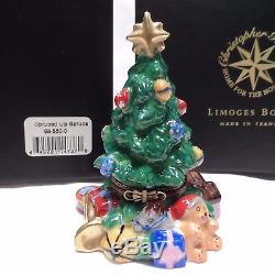 Radko LIMOGES 1998 SPRUCED UP SPRUCE Christmas Tree withGifts Trinket Box NIB