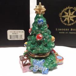 Radko LIMOGES 1998 SPRUCED UP SPRUCE Christmas Tree withGifts Trinket Box NIB