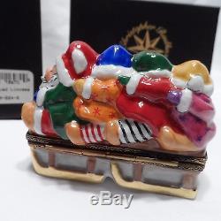 Radko LIMOGES 1999 BOB SQUAD Santa withElves RARE Hinged Trinket Box NEW in Box