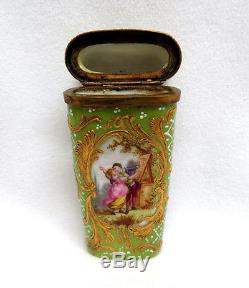 Rare Antique 18th 19th C. French Hand Painted Enamel on Porcelain Trinket Box