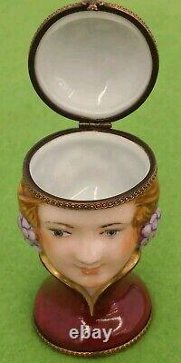 Rare Female Figure Demeter Head Bust Limoges Trinket Box Pient Main France