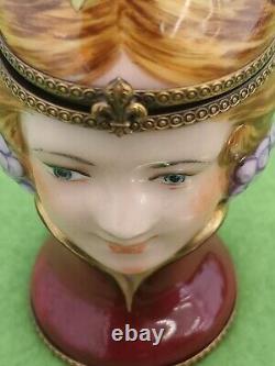 Rare Female Figure Demeter Head Bust Limoges Trinket Box Pient Main France