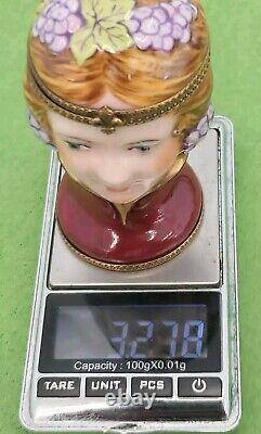 Rare Female Figure Demeter Head Bust Limoges Trinket Box Pient Main France