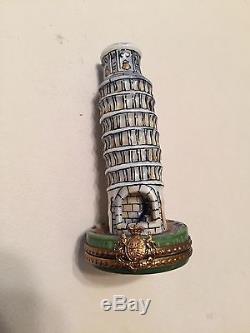 Rare Hand Pained Renissance Guild Limoges Trinket Box Leaning Tower of Pisa