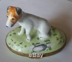 Rare Hand Painted Astoria Peint Main No. 1102 Limoges Terrior Dog Porcelain Box