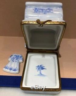 Rare Initialed Limoges France Bed With Charm Trinket Box