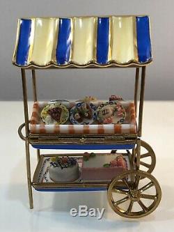 Rare Large Limoges RM Trinket Box Covered Pastry Cart Pies Cakes Tarts CHARMING