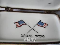 Rare Le Jfk John F Kennedy Limousine Dallas Texas Peint Main Limoges Trinket Box