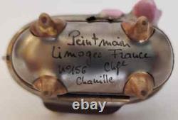 Rare Limoges Chanille Peint Main Porcelain Bathtub Trinket Pill Box FREE US SHIP
