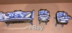 Rare Limoges Couch And Chair Trinket Pill Box Set Perfect