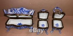 Rare Limoges Couch And Chair Trinket Pill Box Set Perfect