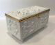 Rare Limoges France Large Porcelain Repousse Cherub Jewelry Trinket Dresser Box