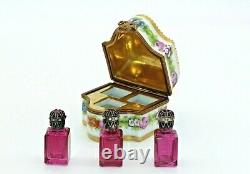 Rare Limoges France Marque Deposee Jeweled Perfume Bottle Trinket Box