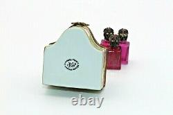 Rare Limoges France Marque Deposee Jeweled Perfume Bottle Trinket Box