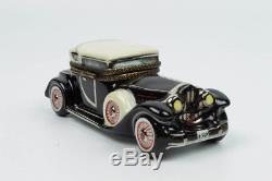 Rare Limoges France Peint Main Hand Painted 1920's Car Porcelain Trinket Box