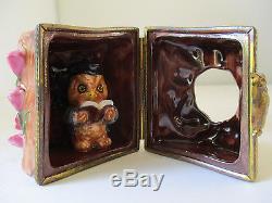 Rare Limoges France Peint Main Owl Teacher In Tree Trunk Porcelain Trinket Box
