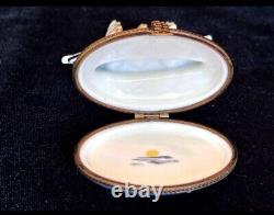 Rare Limoges Peint a Main Tall Ship Trinket Box