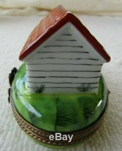 Rare Limoges Trinket Box Dog In Dog House withBone, 30+ years old, stored away