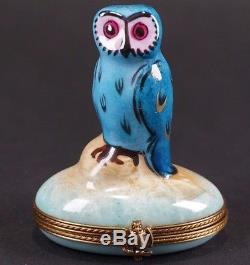 Rare Owl Design French Limoges Porcelain Trinket Box