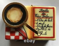 Rare Red Checkered Limoges France Box Cookbook Crepes Signed Cp Mint Condition