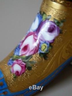 Rare Retired 24 Ct Gold Floral Decorative Limoges Shoe Boot Trinket Box Signed