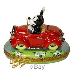 Rare Retired Mickey Mouse In Red car Disney Limoges Box By Artoria