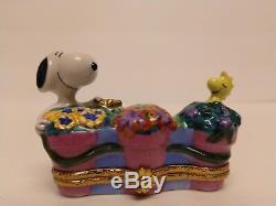 Rare, Retired New Artoria Peanuts Snoopy and Woodstock Limoges Trinket Box