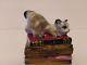 Rare Romance Limoges Trinket Box Cat On Books Limited Edition Artist's Initials