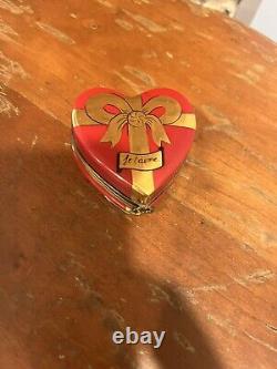 Rare Vintage Hand Painted Limoges Heart Trinket Box with Candies I Love You