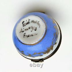 Rare Vintage Limoges, France Porcelain Trinket Box with Miniature Tea Set Inside